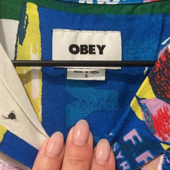 OBEY Fruit Cans Shirt S NWT Graphic Print Camp Collar Festival Streetwear - Picture 11 of 12